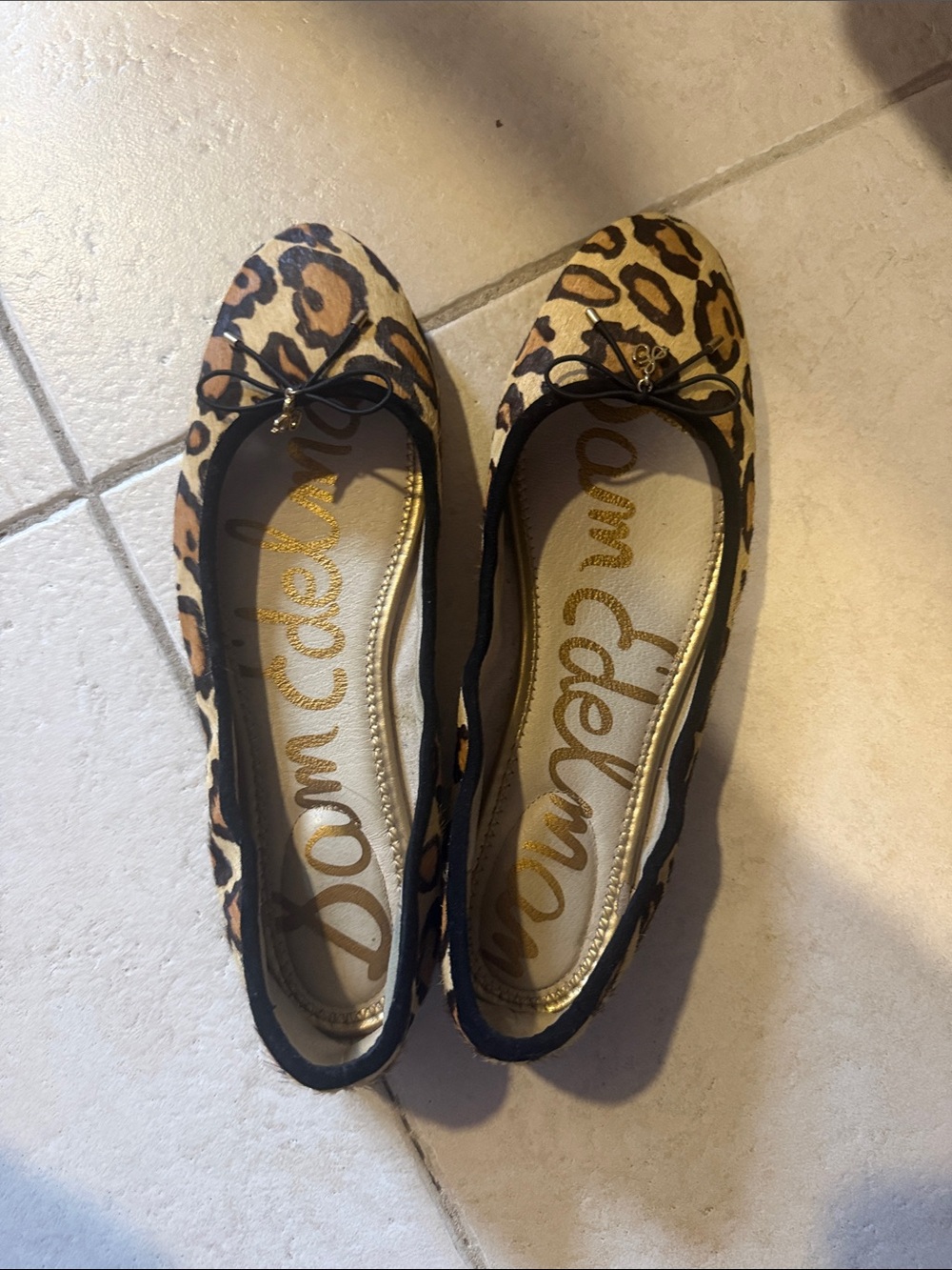 Sam Edelman Leopard-Print Ballet Flats in Tan and Black